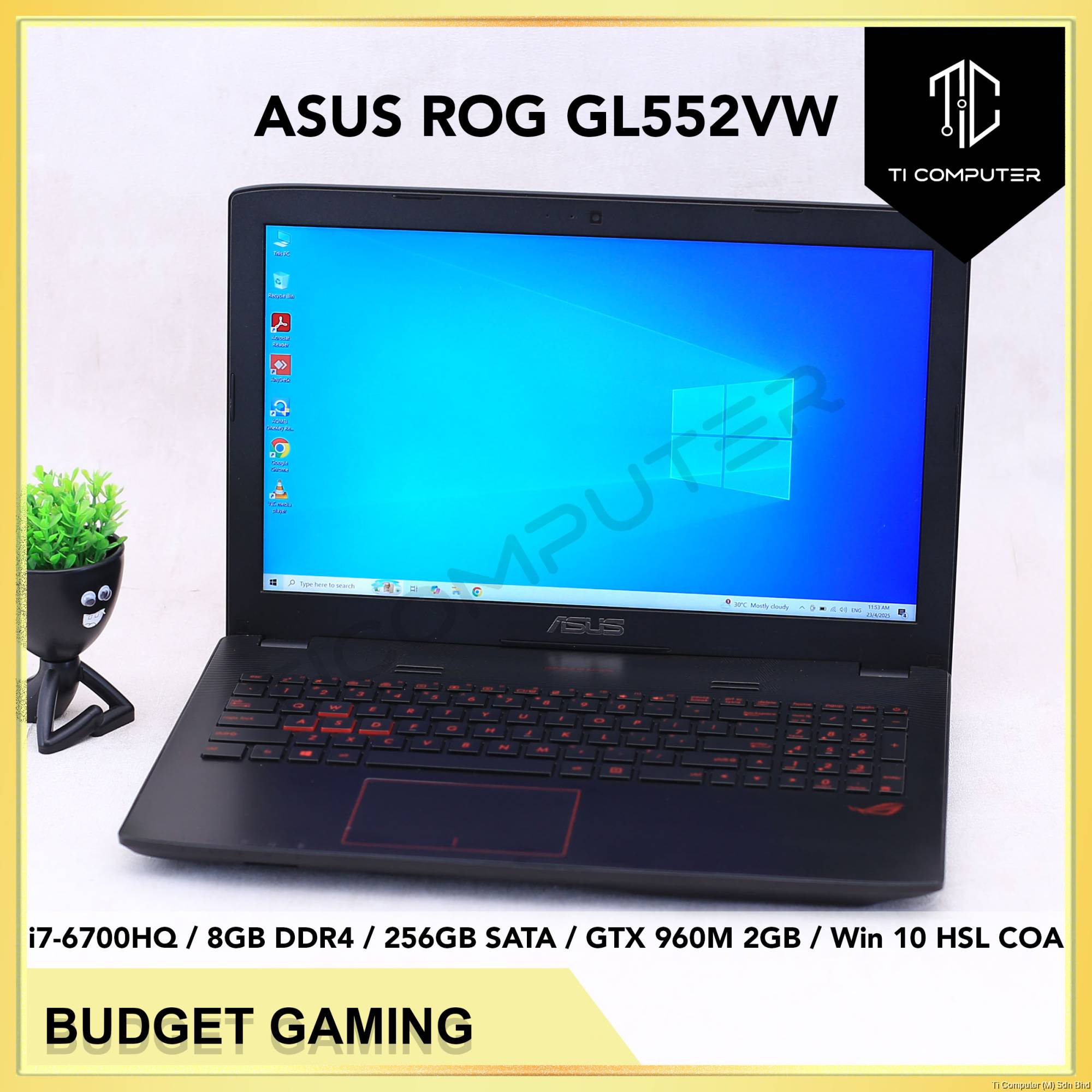 ASUS ROG GL552VW Intel Core i7-6700HQ 8GB DDR4 RAM 256GB SATA SSD