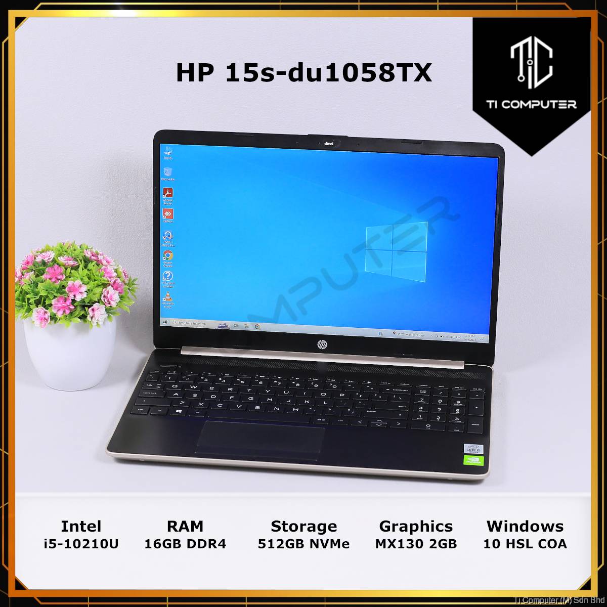 HP 15s-du1058TX Intel Core i5-10210U 16GB DDR4 RAM 512GB NVMe SSD