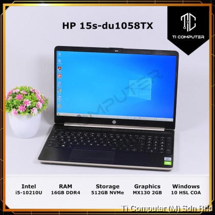 HP 15s-du1058TX Intel Core i5-10210U 16GB DDR4 RAM 512GB NVMe SSD